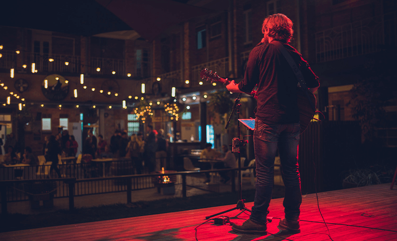 Live music in the outdoor entertainment area.
